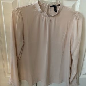 Beige mock neck blouse